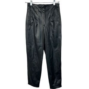 Zara Black Faux Leather Pants size S Straight Leg High Rise